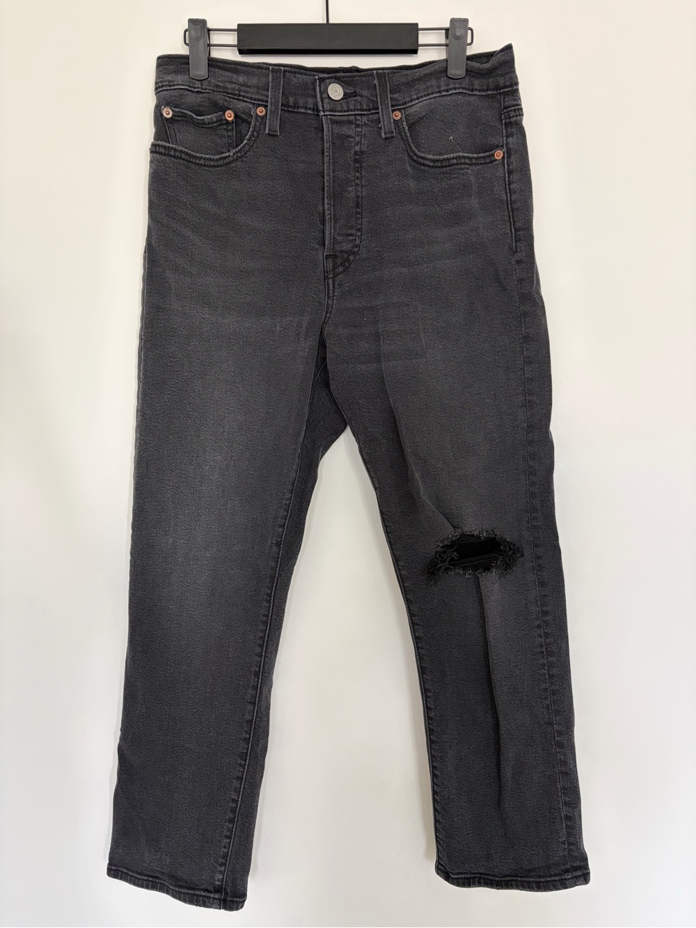 Women’s Levi Strauss Wedgie Straight Black Denim Jeans 30x28